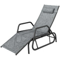 Outdoor Glider Lounge Chair, 3-Position Adjustable Tanning Chair Recliner with Headrest for Garden, Yard, Pool, Grey