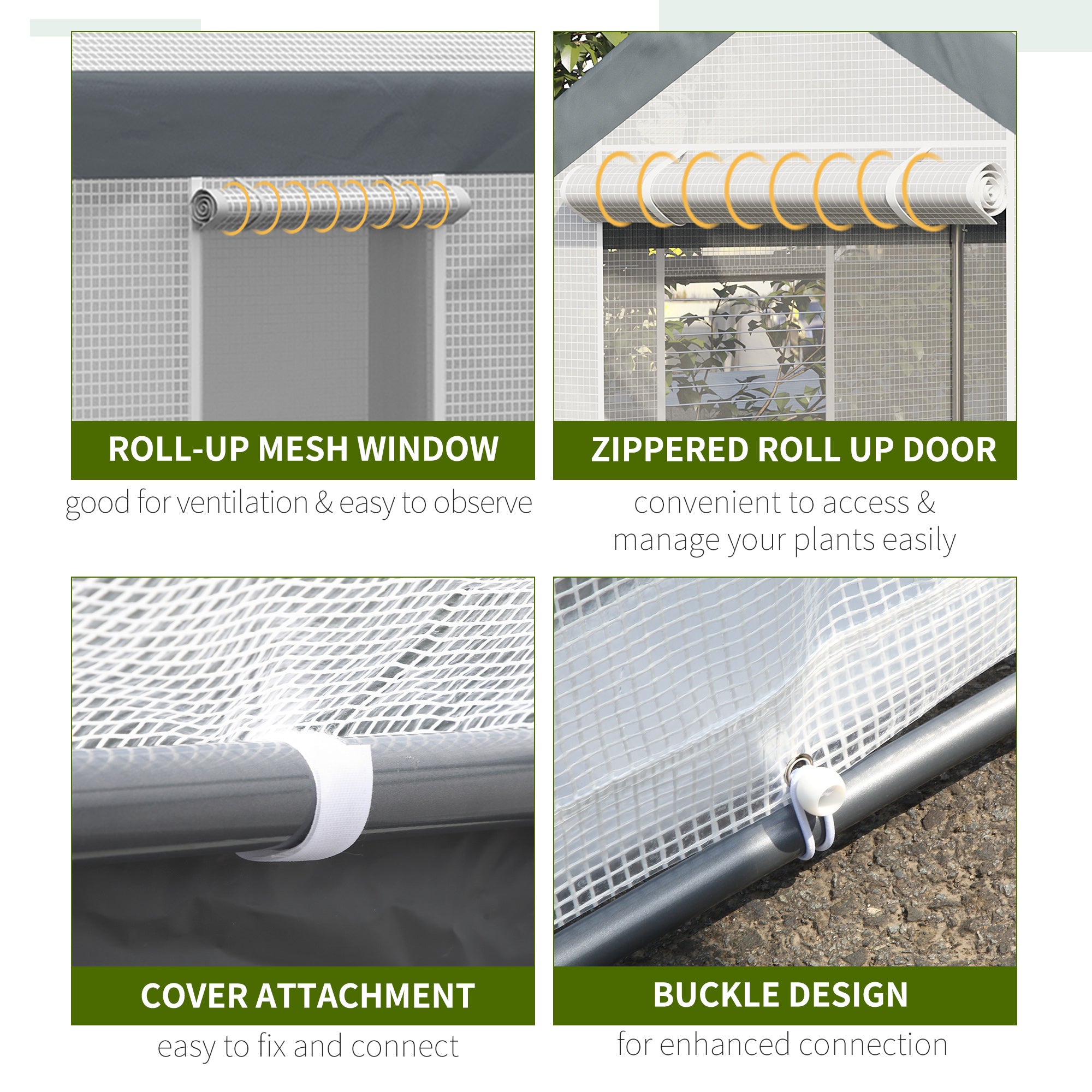 7' x 12' x 7' Heavy Duty Walk-In Greenhouse with Wind Resistance Level 4 & Ventilation Design, White