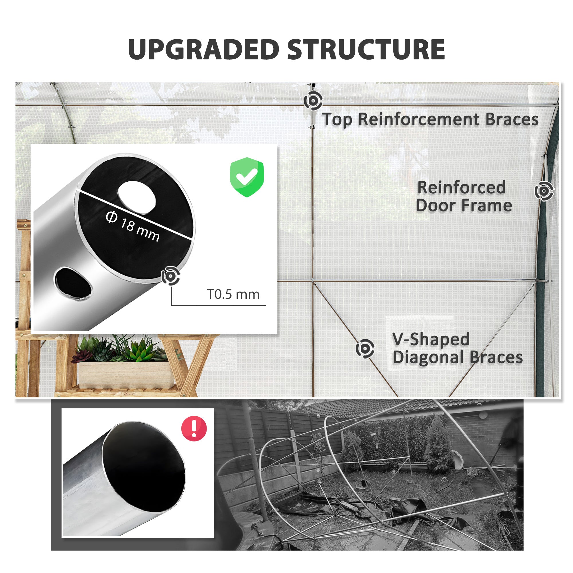 10'x6.6'x6.6' Upgraded Tunnel Greenhouse Green House with Mesh Door and Windows, 6 Plant Labels and Gloves, White