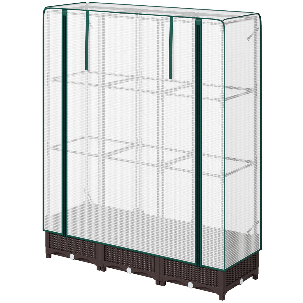 Raised Garden Bed Kit with Trellis, Plastic Raised Flower Bed with PE Cover and Zipper Door, 47 x 16 x 50 inch