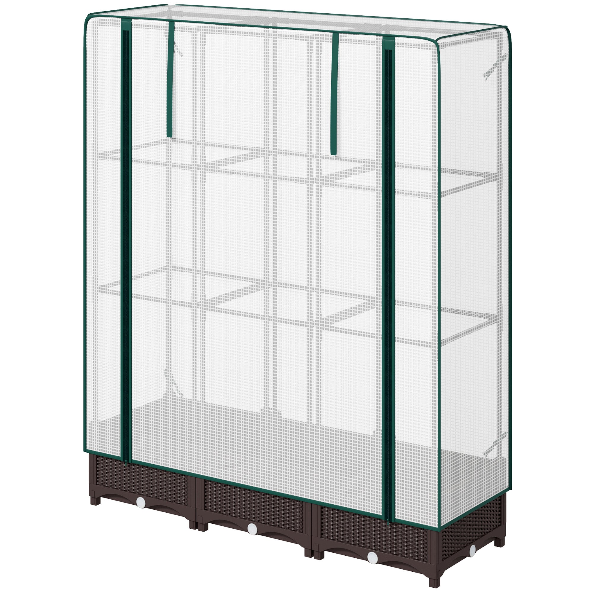 Raised Garden Bed Kit with Trellis, Plastic Raised Flower Bed with PE Cover and Zipper Door, 47 x 16 x 50 inch