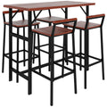 5 Piece Patio Bar Set with 47" Bar Height Table and 4 Bar Stools, for Backyard, Balcony, Porch, Pool, Lawn, Brown