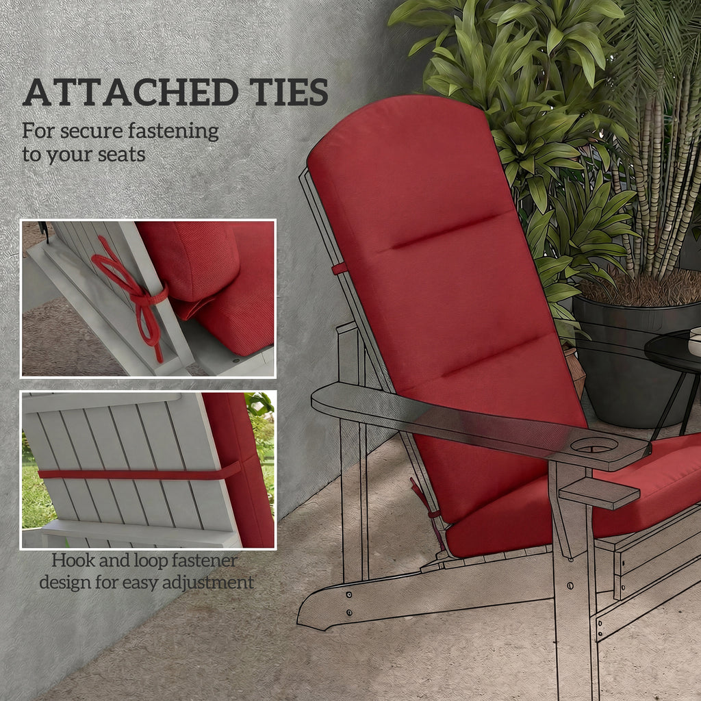 Patio Chair Cushions for Adirondack Chair Replacement Cushions with Back and Ties, Wine Red