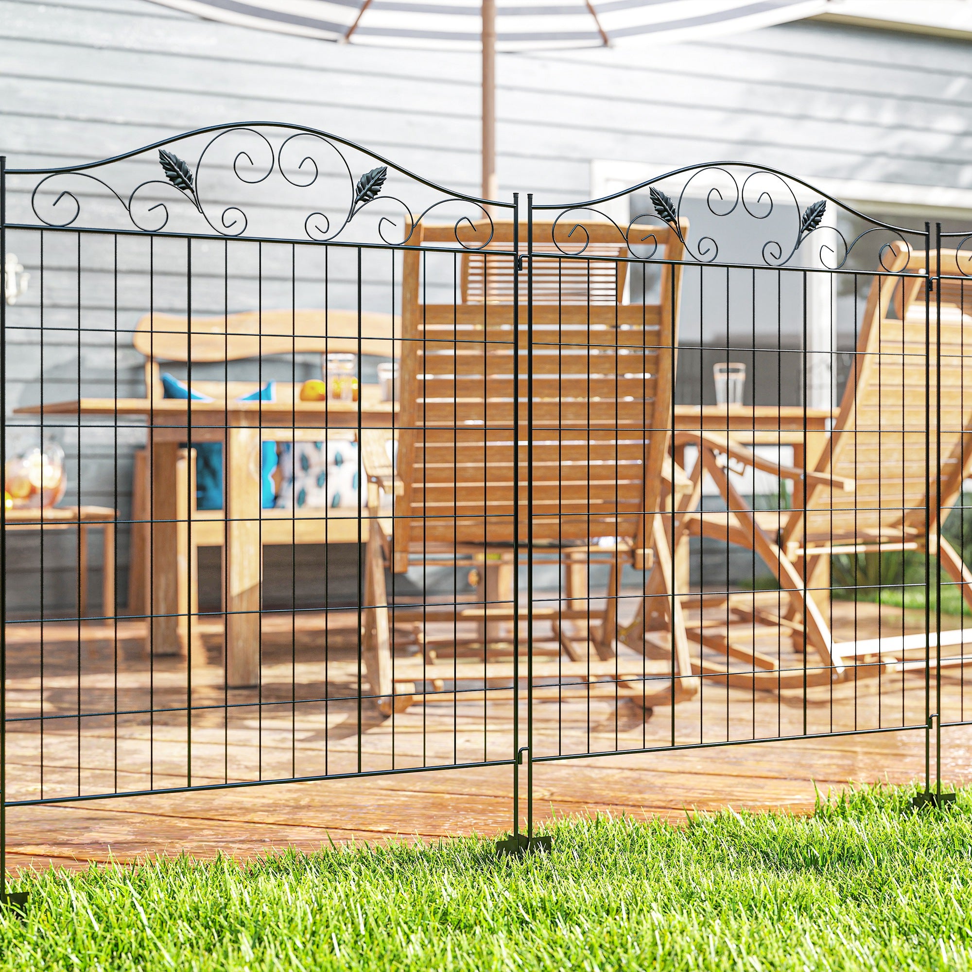 Garden Decorative Fence 4 Panels 44in x 12ft Steel Wire Border Edging for Landscaping