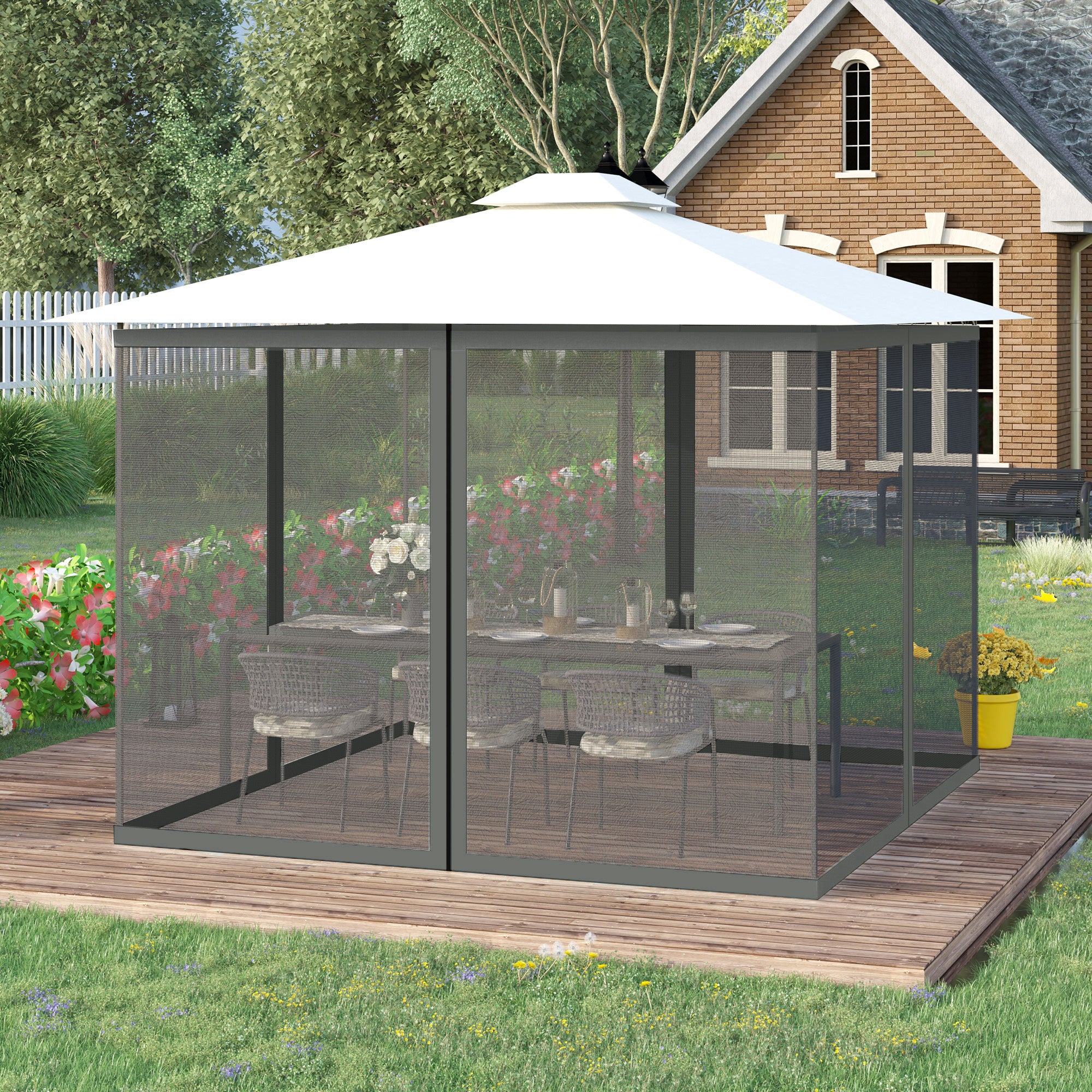 Replacement Mosquito Netting for Gazebo 10' x 13' Black Screen Walls for Canopy with Zippers
