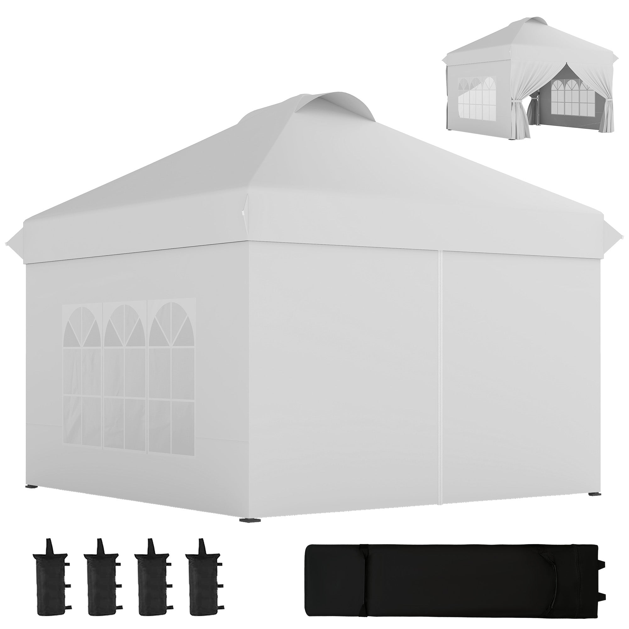 10' x 10' Pop Up Canopy Tent, Instant Sun Shelter, Tents for Parties, with Wheeled Carry Bag, White