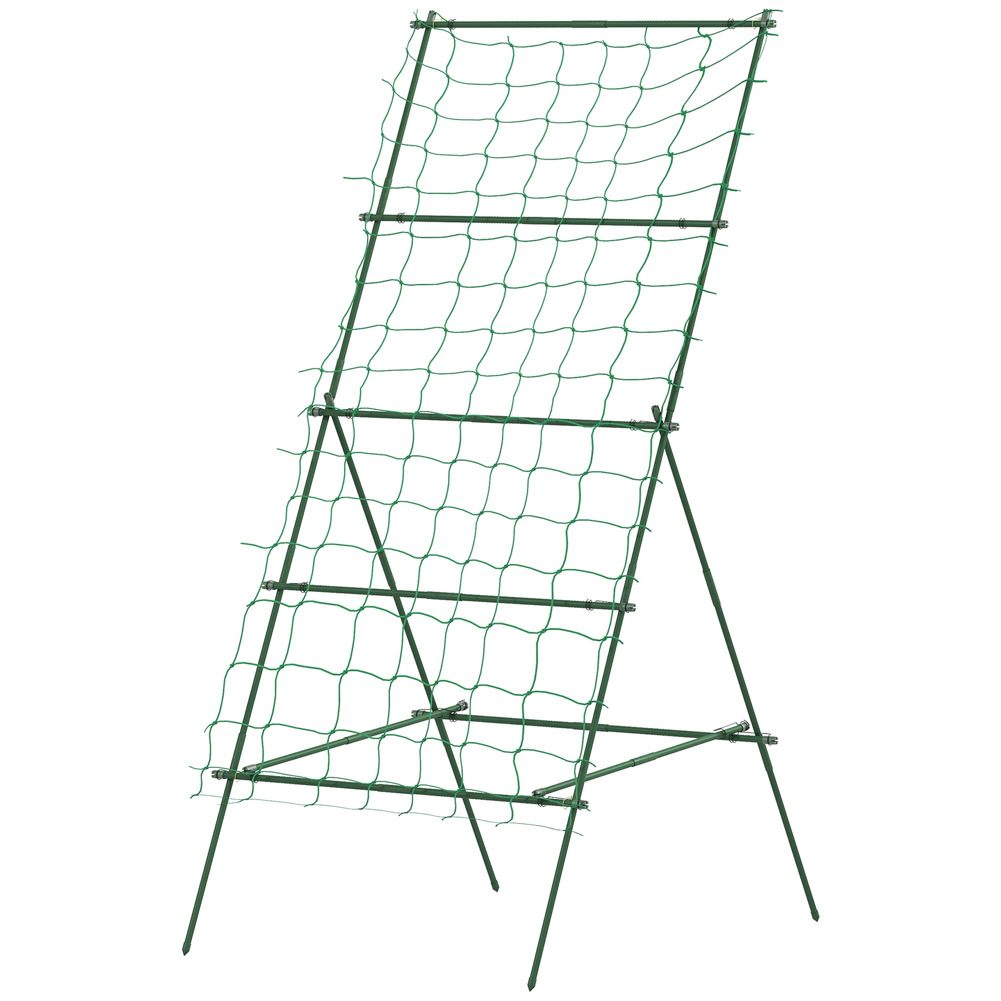 Cucumber Trellis for Climbing Plants, Adjustable A-Frame Garden Trellis with Climbing Net, 20 Metal Clips, 4 Net Straps