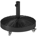 Round Umbrella Base with Wheels, Cement-Filled 55 lbs Parasol Stand, Black - Great for Garden and Patio