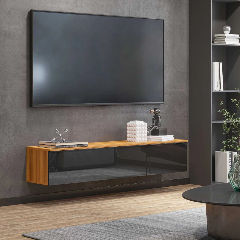Black Floating Entertainment Center for Up to 70 Inch TV, Wall Mounted TV Storage Cabinet