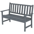 Outdoor Bench, HDPE Weatherproof Garden Bench, 2-Person Garden Seating with Slatted Seat
