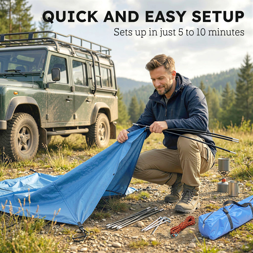Car Awning Camping Tailgate Tent for SUV, 3000mm Waterproof Car Side Awning with Carry Bag, Light Blue