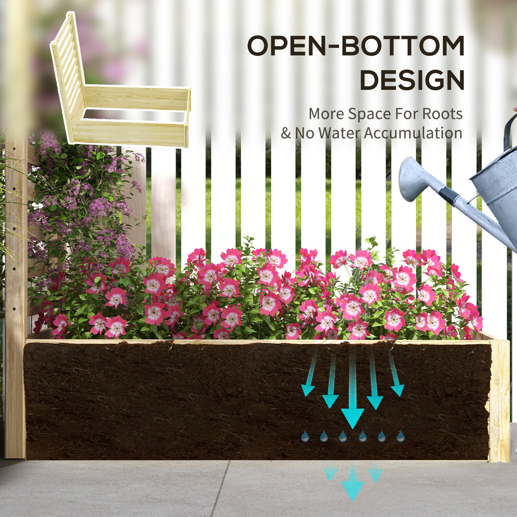 Wood Planter Box with Trellis for Climbing Plants, Raised Garden Bed for Outdoor Flowers Herbs, 91"x24"x43", Natural