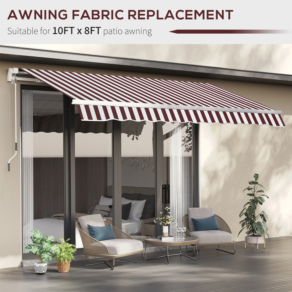 9' x 8' Outdoor Sunshade Canopy Awning Cover, Retractable Awning Fabric Replacement, UV Protection, Red and White