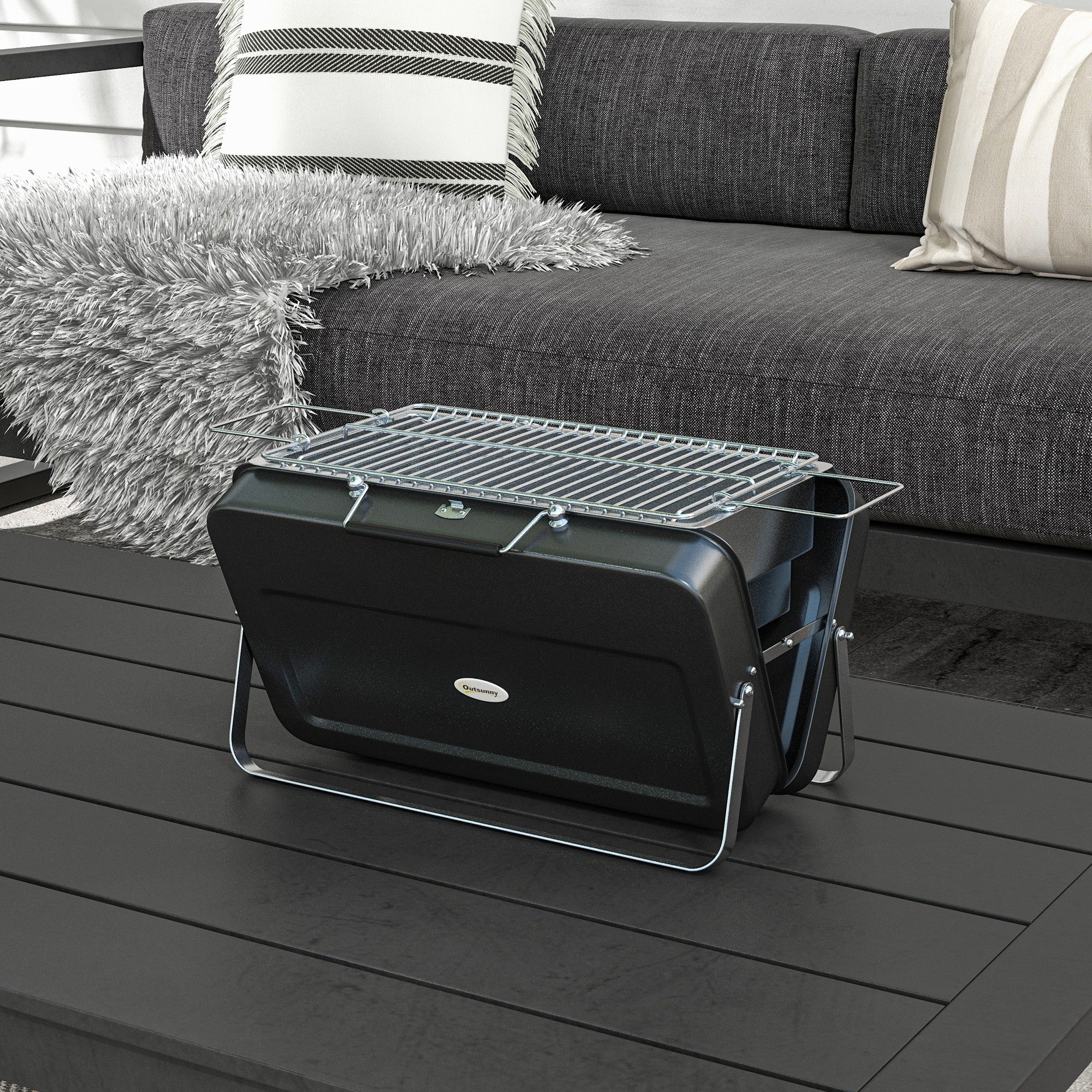 Metal Suitable-Style Portable BBQ Grill - Black