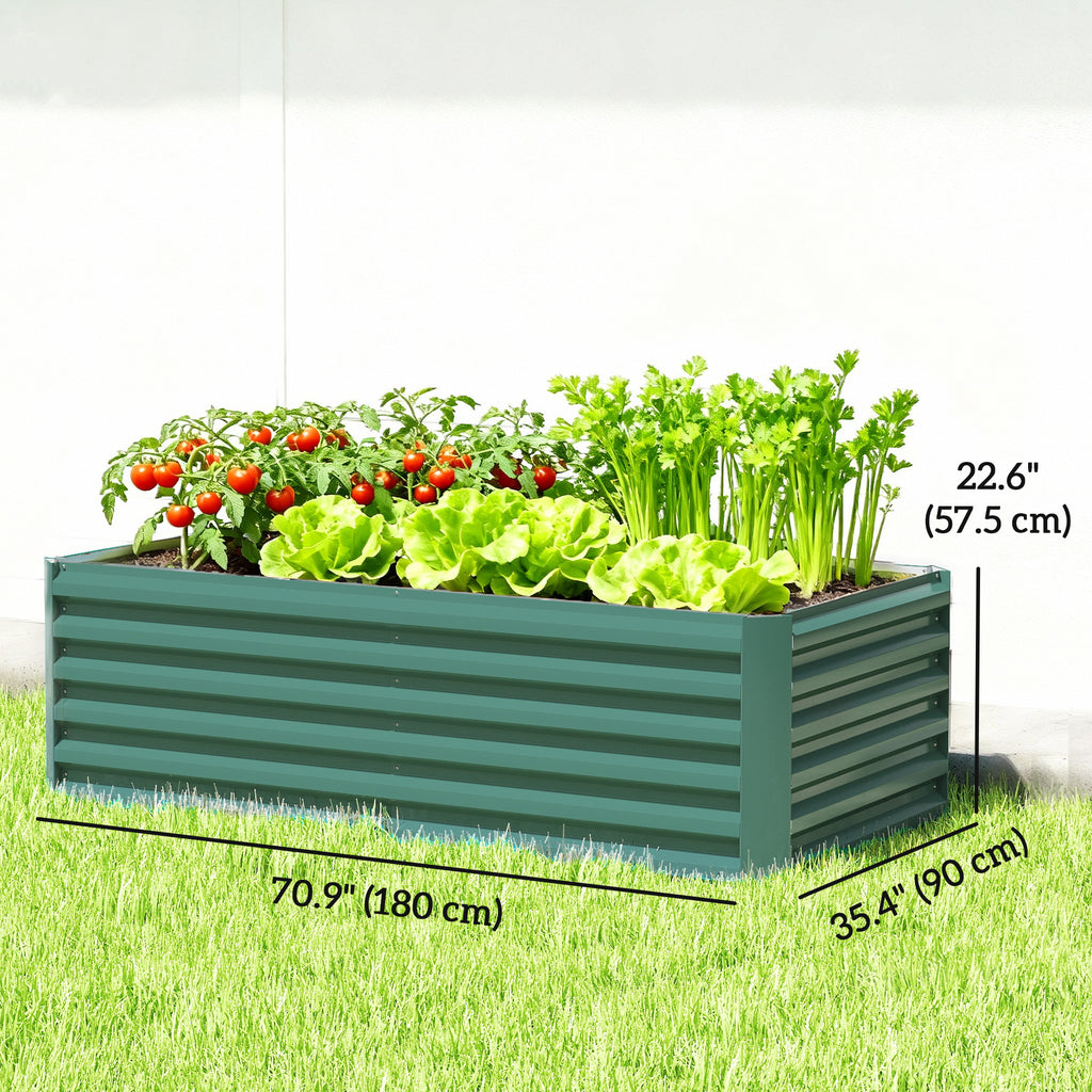 6' x 3' x 2' Raised Garden Bed, Galvanized Planter Box for Growing Flowers, Herbs and Vegetables, Dark Green