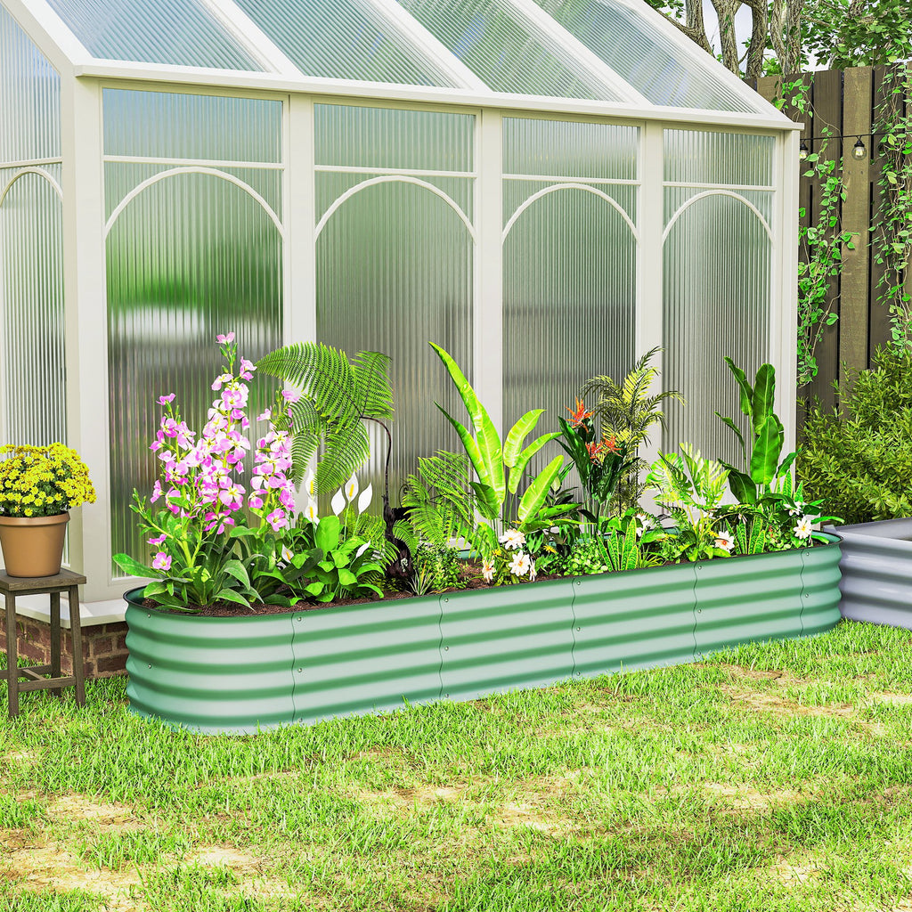 7.9 x 2 x 1ft Galvanized Raised Garden Bed Kit, Metal Planter Box with Safety Edging, Green
