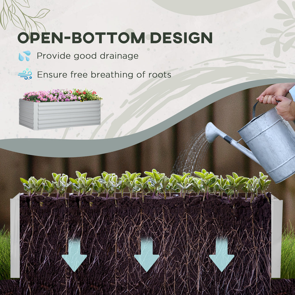 Galvanized Raised Garden Bed, Steel Outdoor Planters with Reinforced Rods, 71" x 35" x 23", Light Grey
