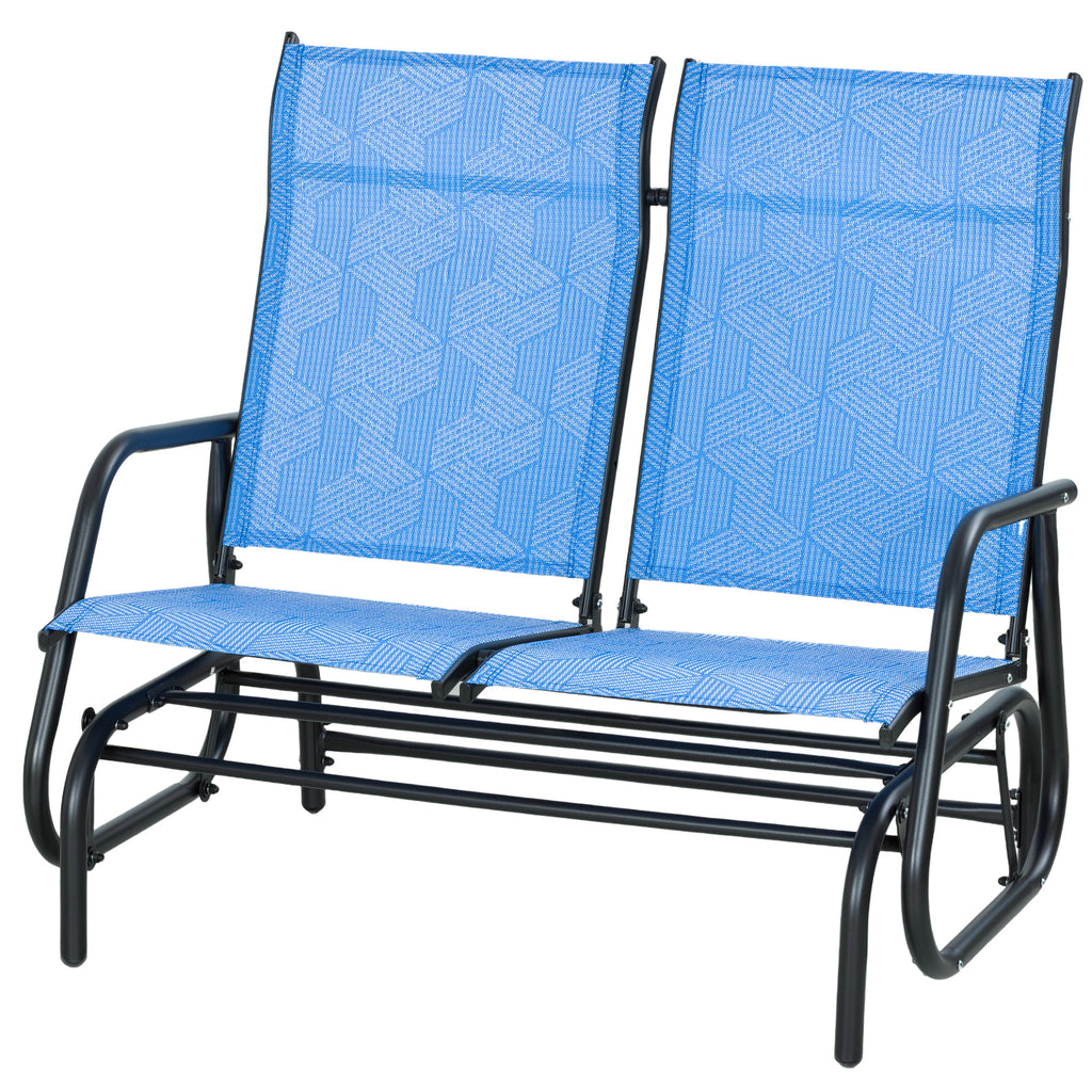 Outdoor Glider Bench, Patio Glider for 2 Persons, Blue