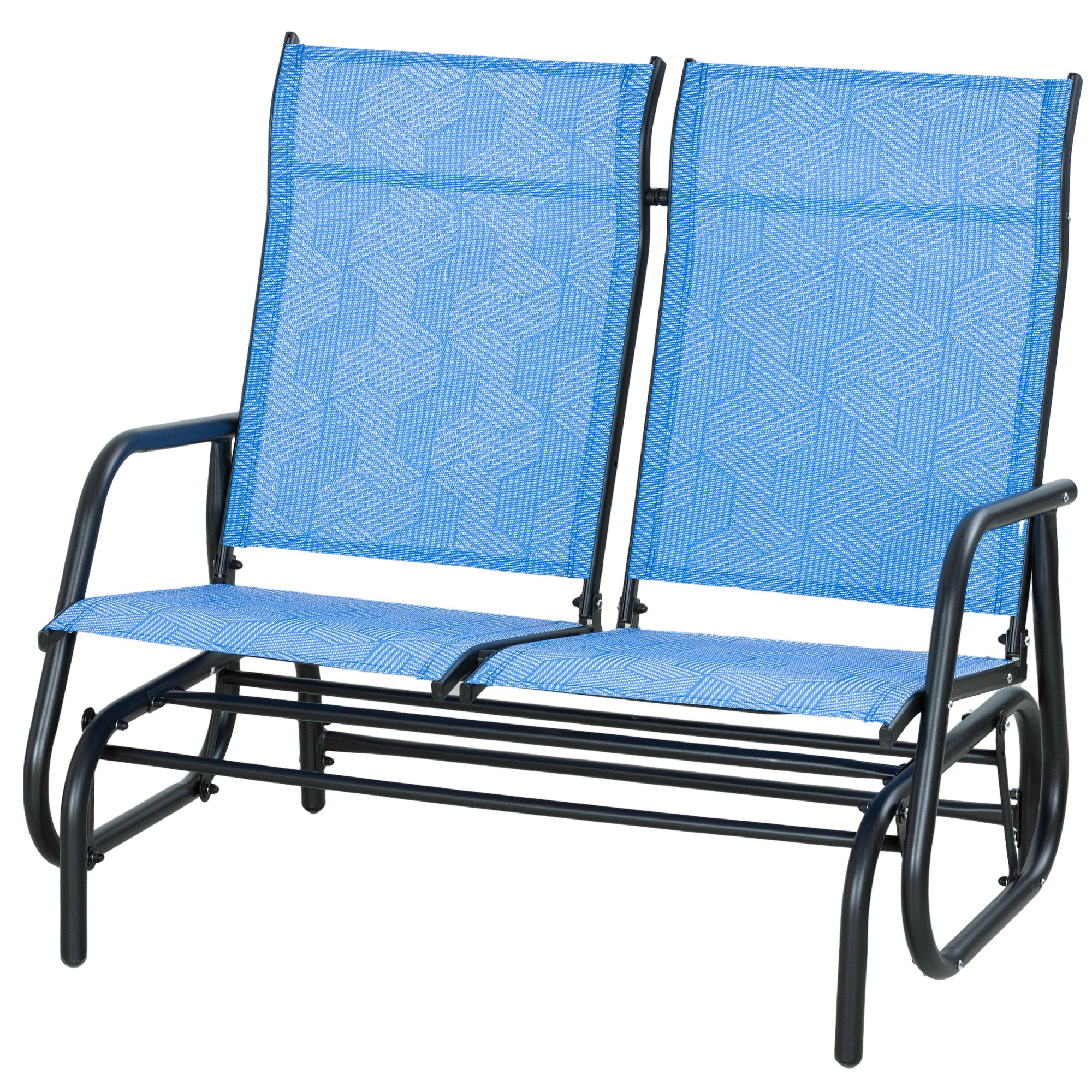 Outdoor Glider Bench, Patio Glider for 2 Persons, Blue