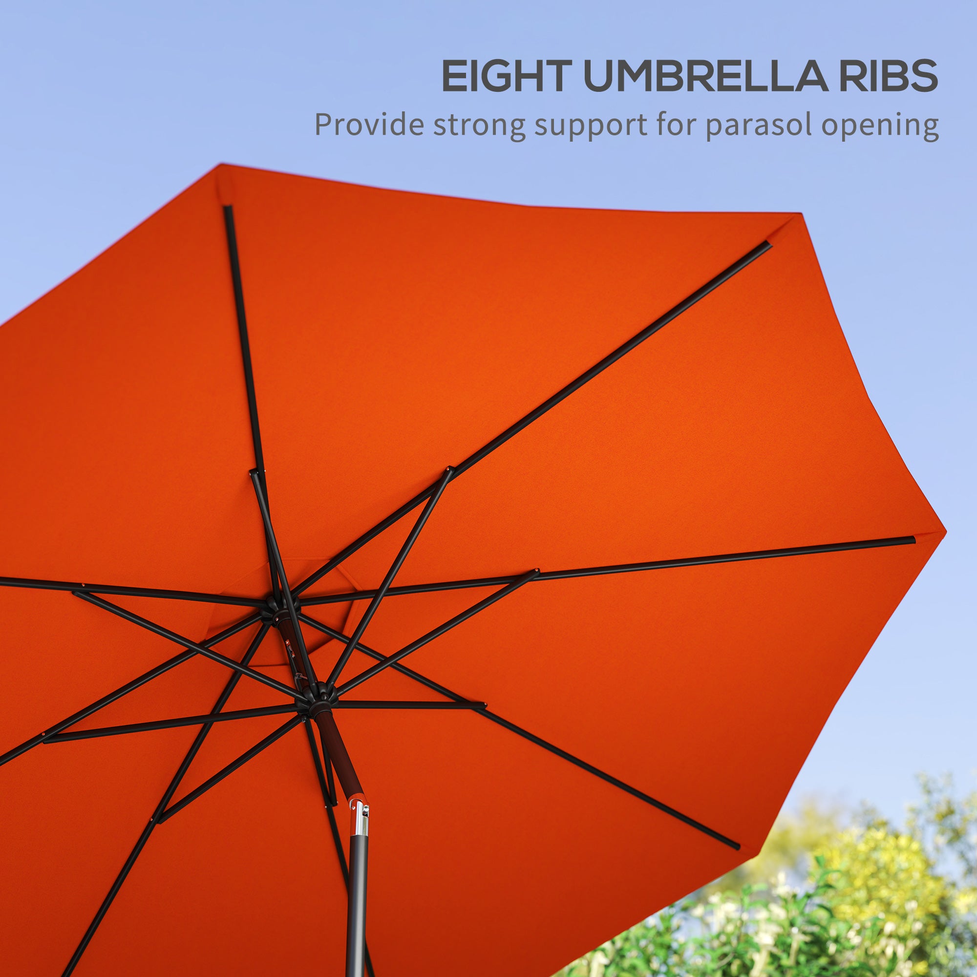 10' x 8' Round Market Umbrella, Patio Umbrella with Crank Handle and Tilt, Outdoor Parasol for Garden, Orange