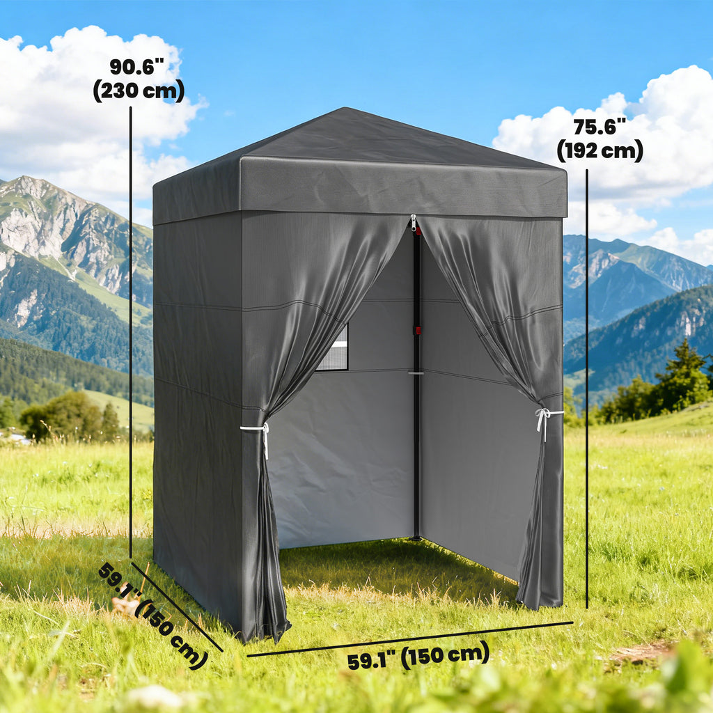 5 x 5 ft Compact Pop Up Canopy Tent, UPF 50+ Changing Room, Portable Instant Privacy Canopy with Mesh Window, Dark Grey