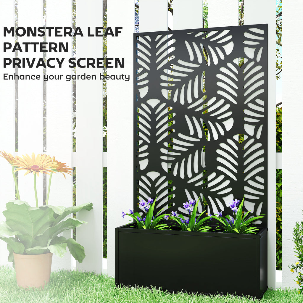 Metal Garden Bed with Trellis for Climbing Plants, Freestanding or Wall Mounted Flower Bed for Garden, Patio, Balcony