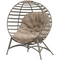 Egg Chair, Patio Lounge Chair, Foldable Basket Chair with Large Seat Cushion, Side Pocket, Sand