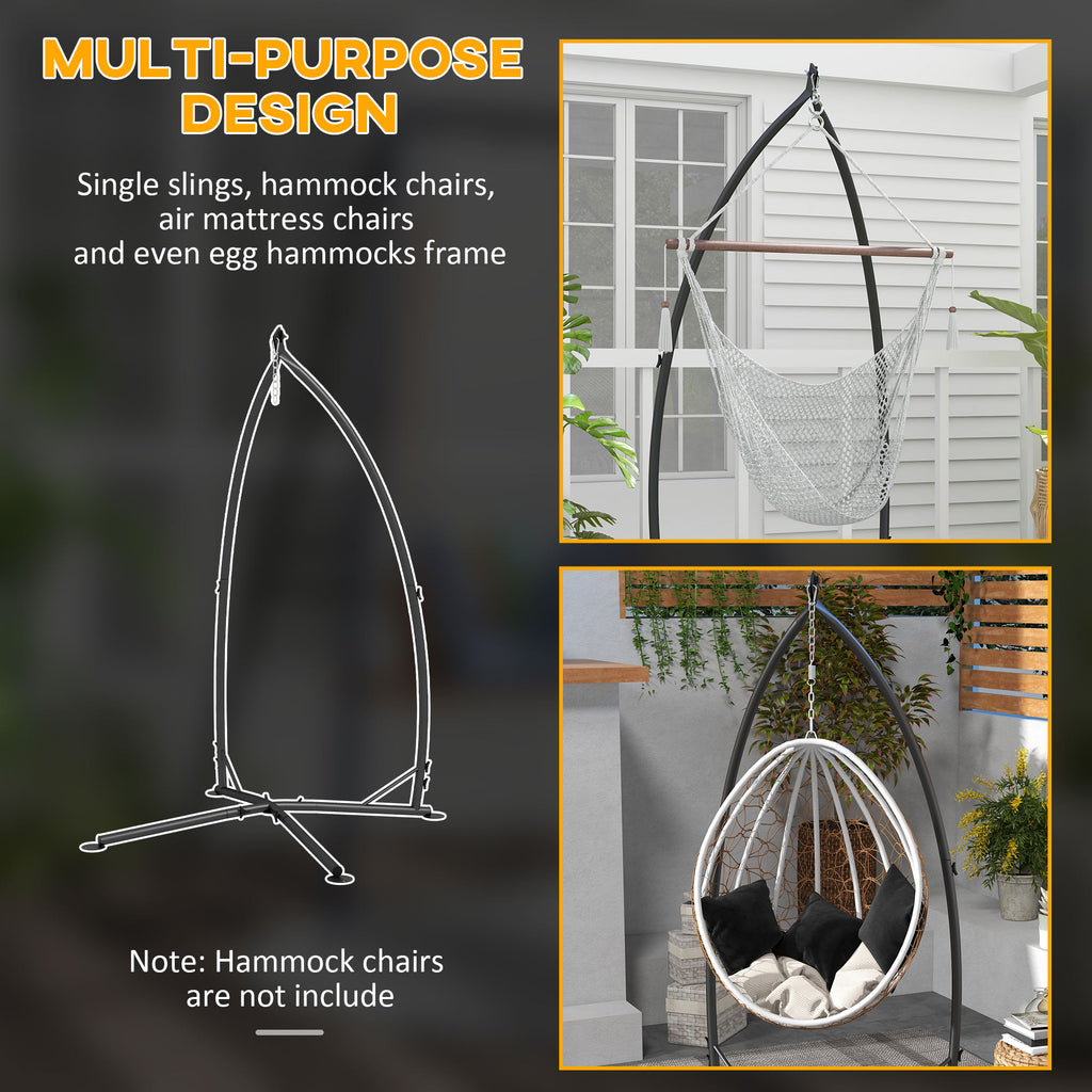 Hammock Chair Stand, Hanging Heavy Duty Steel Frame Hammock Stand Only with Chain for Indoor & Outdoor Use, Black
