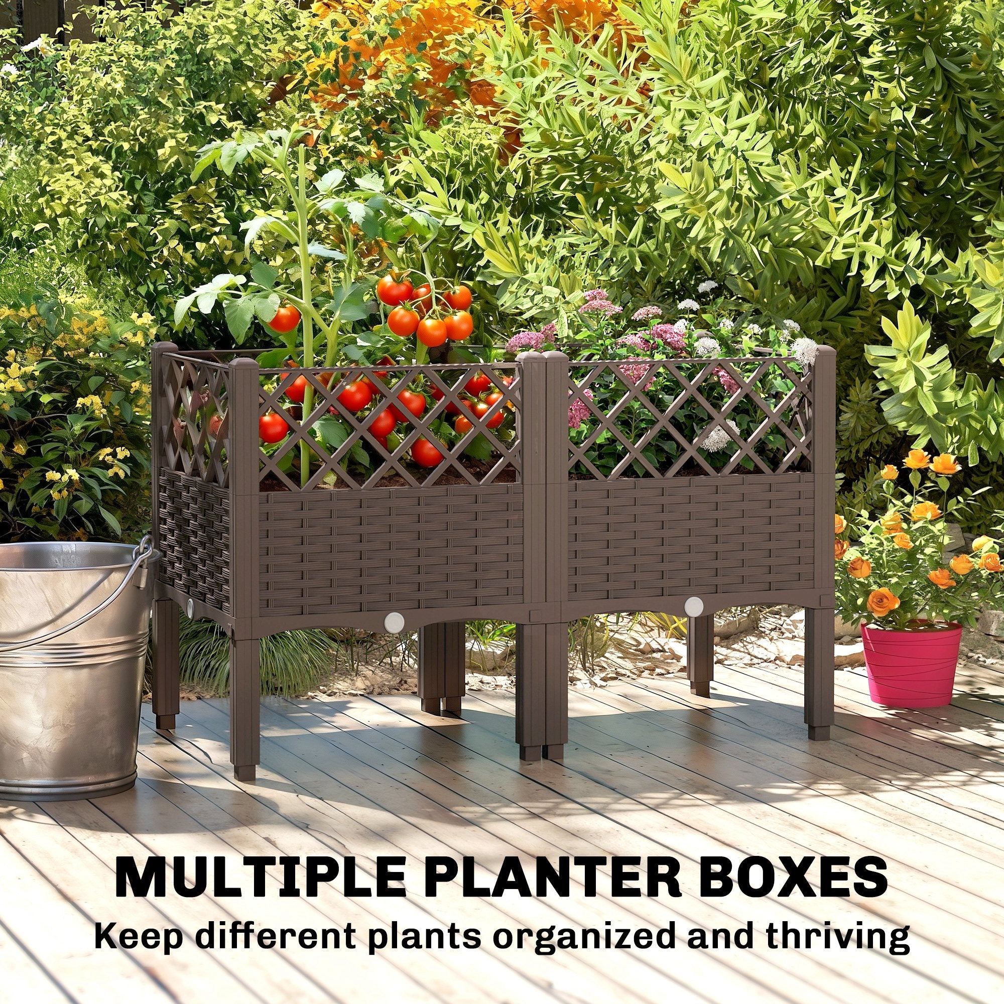 Raised Garden Bed with Legs, Self Watering Elevated Planter Boxes with Drainage Holes, 31.5" x 15.7" x 20.3"