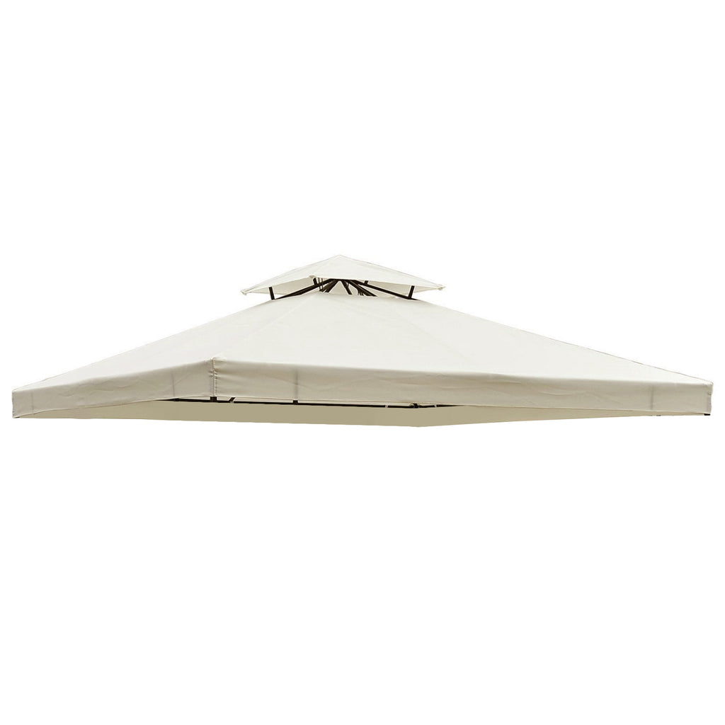 Square2-Tier Gazebo Canopy Replacement Top Cover Water-resistant UV Protected Shade Protection (Cream White)