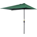 8ft Half Umbrella with Crank Operation UV30+ Protection Balcony Parasol w/ 5 Ribs Patio Garden Outdoor Sun Shade, Green