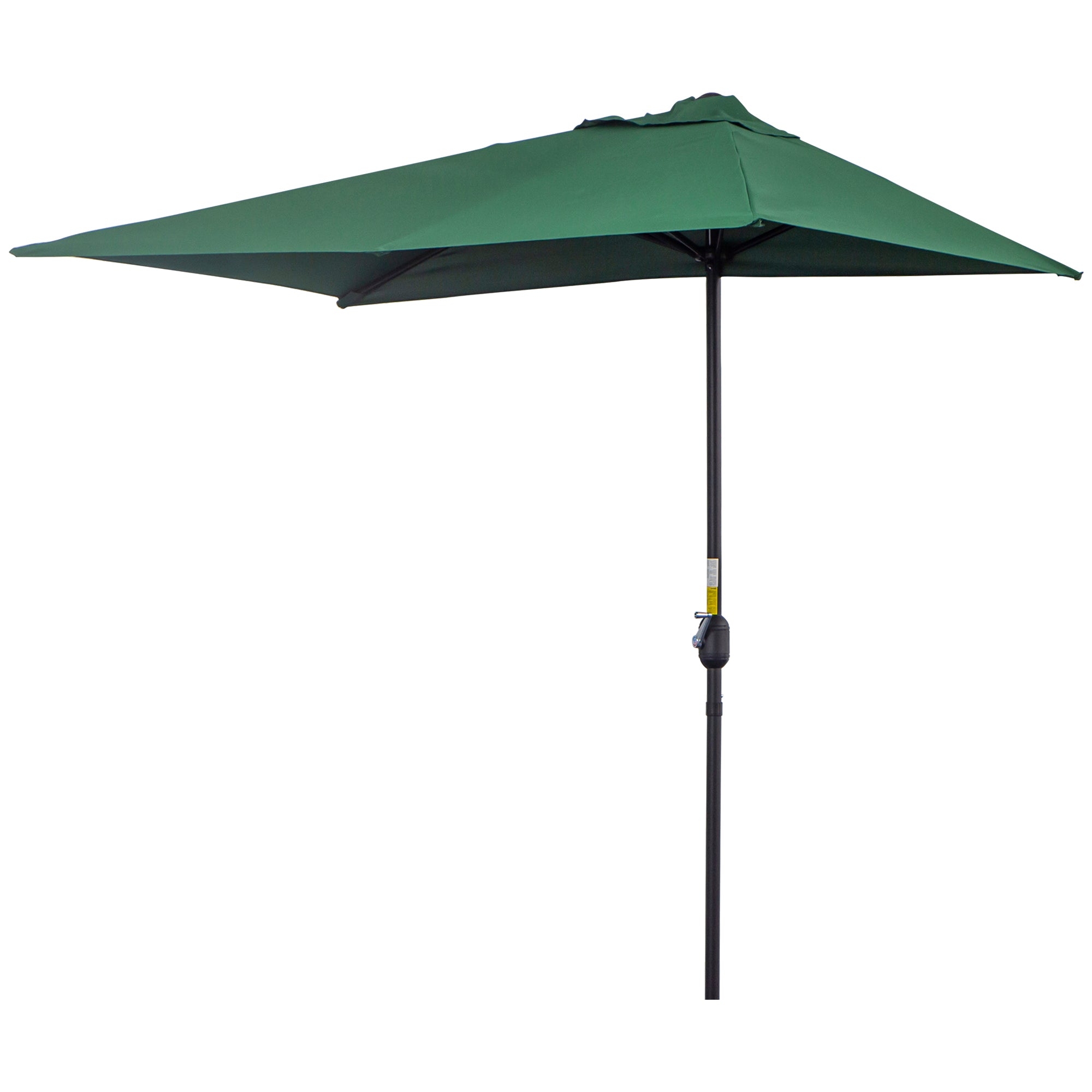 8ft Half Umbrella with Crank Operation UV30+ Protection Balcony Parasol w/ 5 Ribs Patio Garden Outdoor Sun Shade, Green