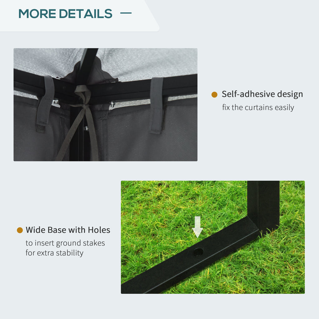 10' x 10' Patio Gazebo Outdoor, Canopy Shelter with Double-tier Roof, Pavilion Sidewalls for Garden Events, Dark Grey