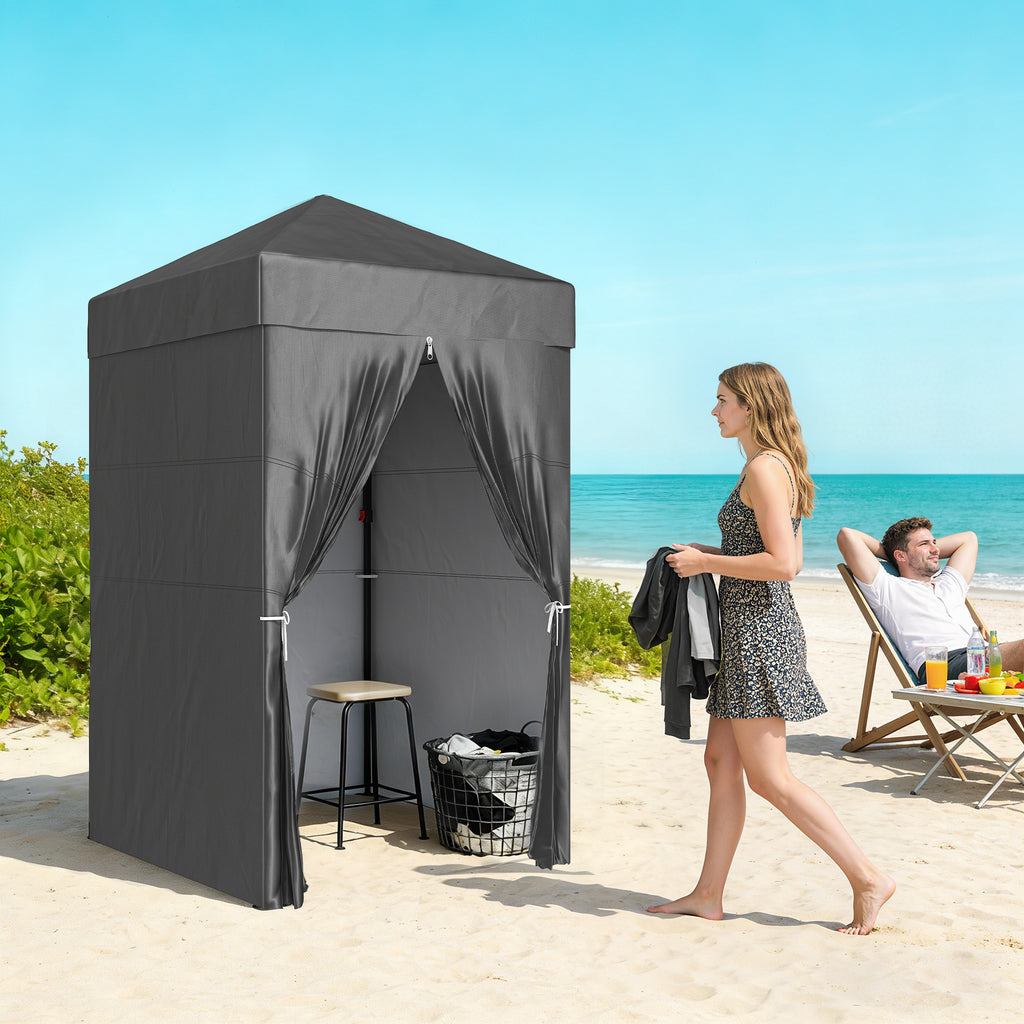 4 x 4 ft Compact Pop Up Canopy Tent, UPF 50+ Changing Room, Portable Instant Privacy Canopy with Mesh Window, Dark Grey