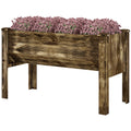 Wooden Raised Garden Plant Stand Outdoor Tall Flower Bed Box with Hooks, 48" x 24" x 32", Carbonized
