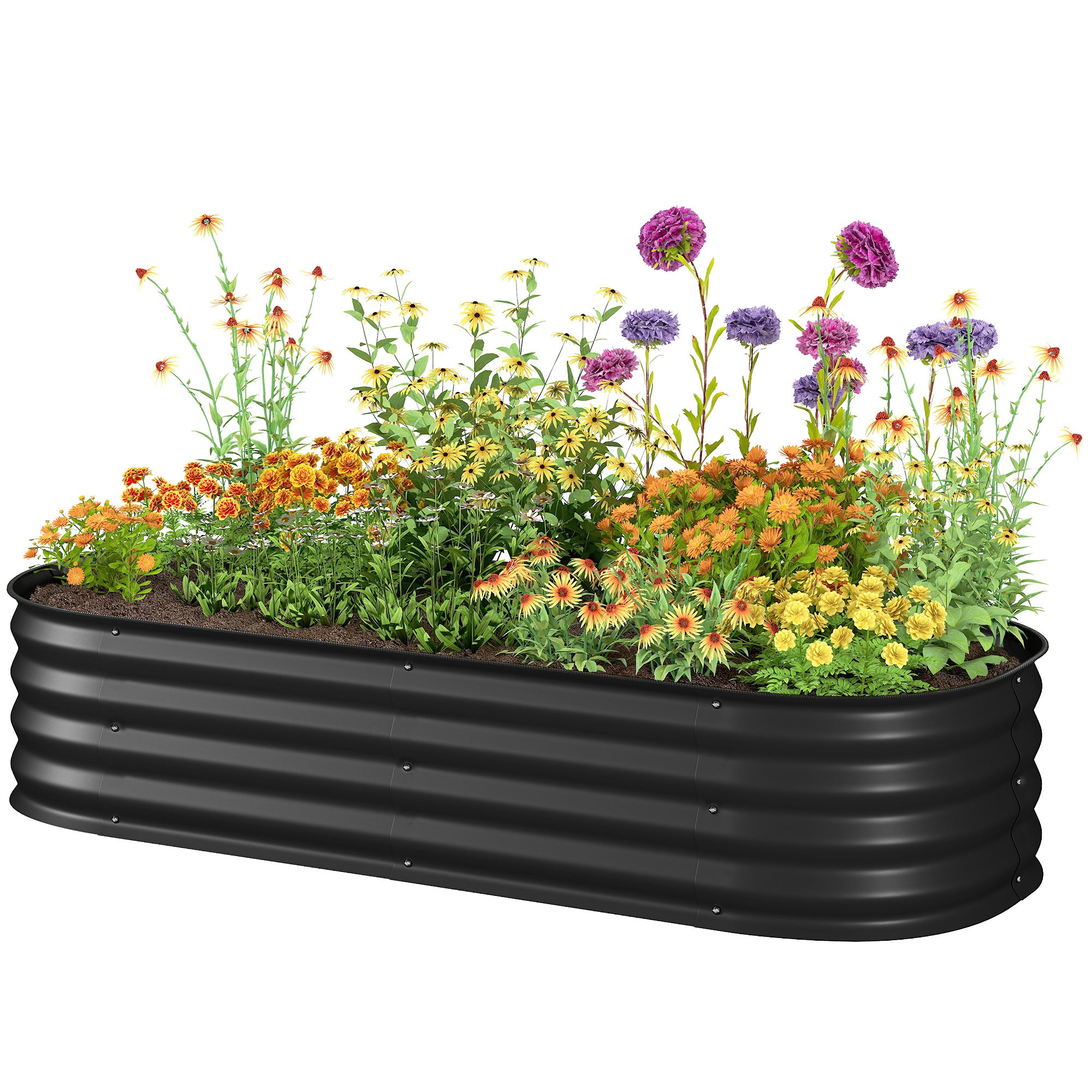 4.9 x 2 x 1ft Galvanized Raised Garden Bed Kit, Metal Planter Box with Safety Edging, Black