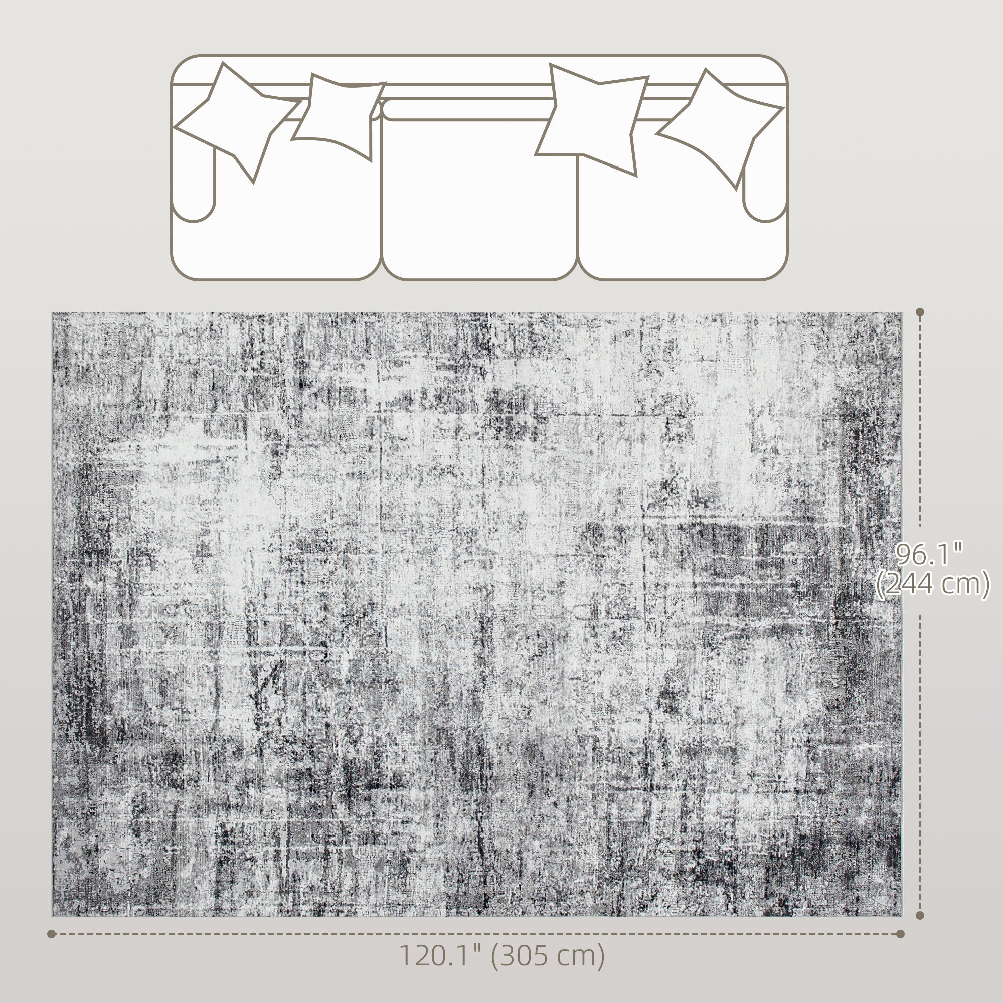 Area Rug for Living Room 8x10, Modern Abstract Machine Washable Rug, Non-Slip Carpet for Bedroom, Dining Room, Grey