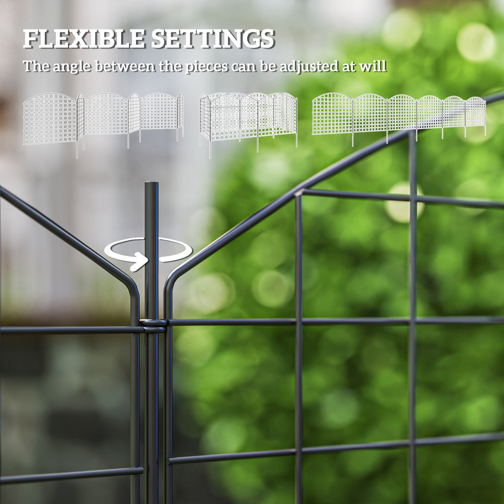 Metal Garden Fence, Decorative Fence Set of 6, 181.1" x 38.2", Vegetable Fence, Path Border, Garden Edging, Black