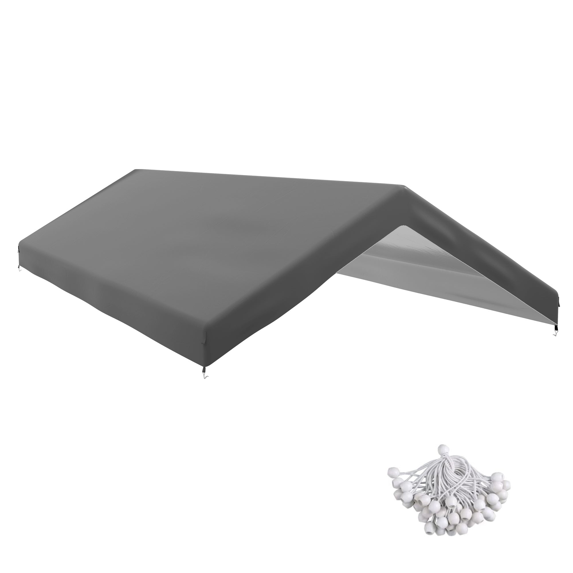 10 x 20ft Carport Replacement Canopy, UV Resistant Garage Car Cover with Ball Bungee Cords, Dark Grey