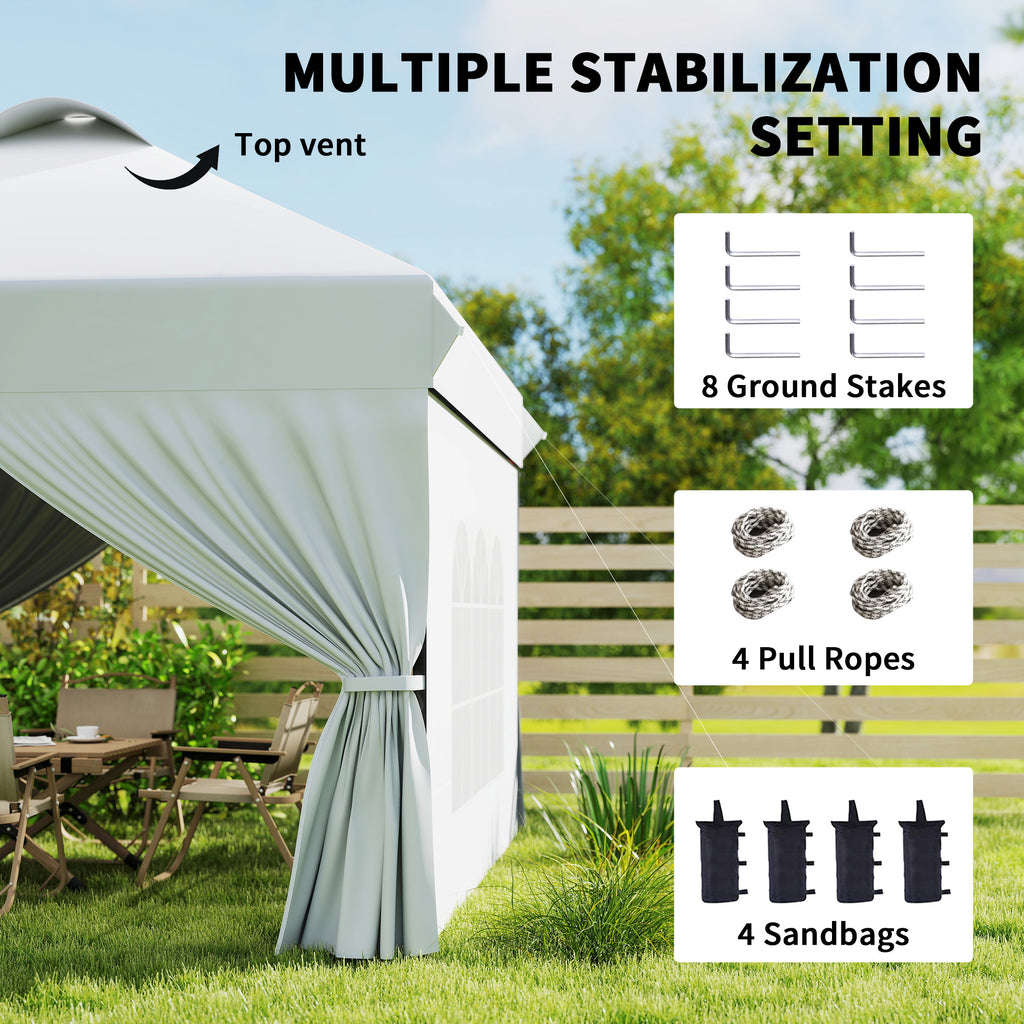 10' x 10' Pop Up Canopy Tent, Instant Sun Shelter, Tents for Parties, with Wheeled Carry Bag, White