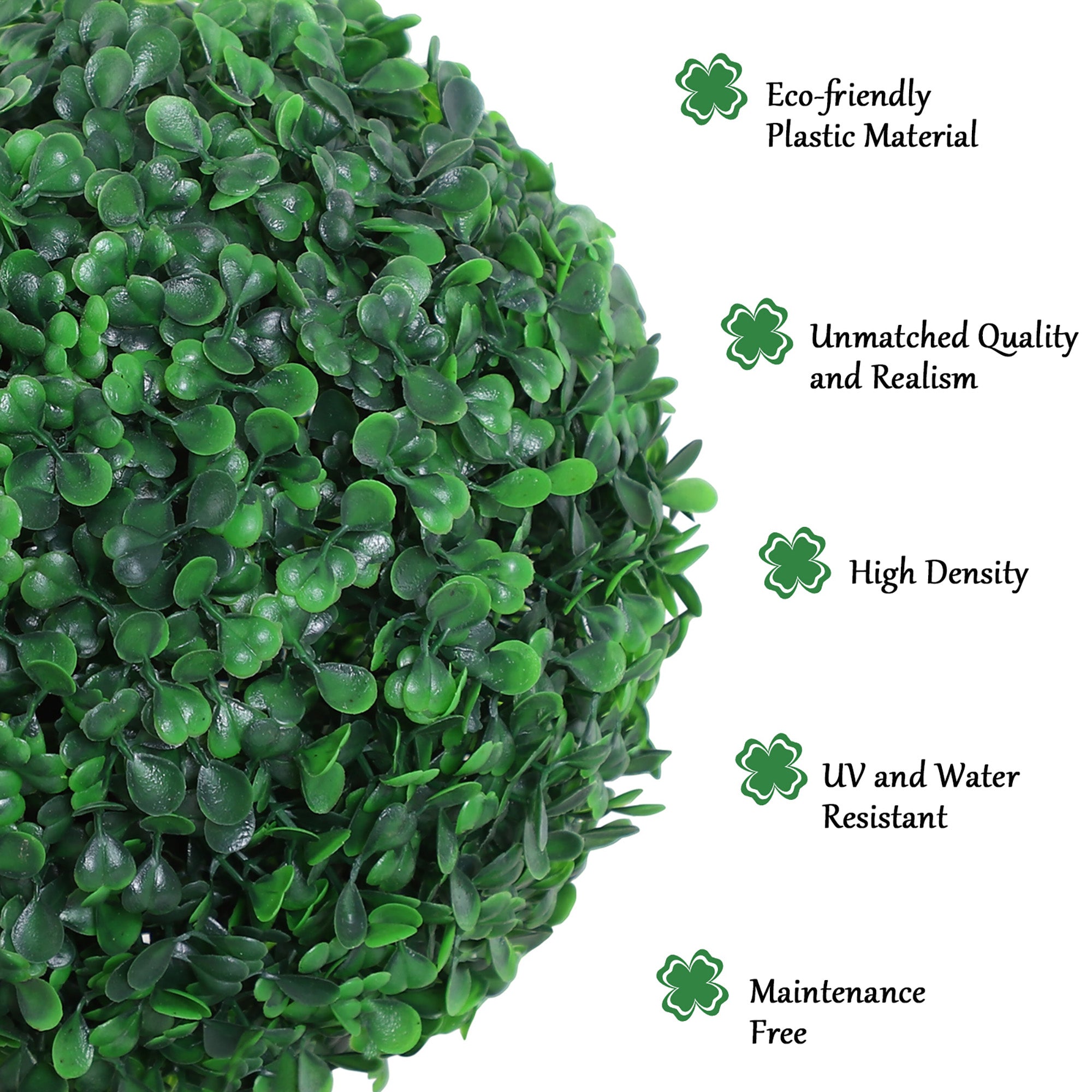 Set of 2 Artificial Ball Boxwood Topiary Trees, 44.1" Fake Plants in Pots for Outdoor Indoor Decor, Dark Green