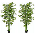 Set of 2 6 FT Artificial Tree Bamboo Tree Fake Plants in Pot for Home Office Living Room Decor, Green