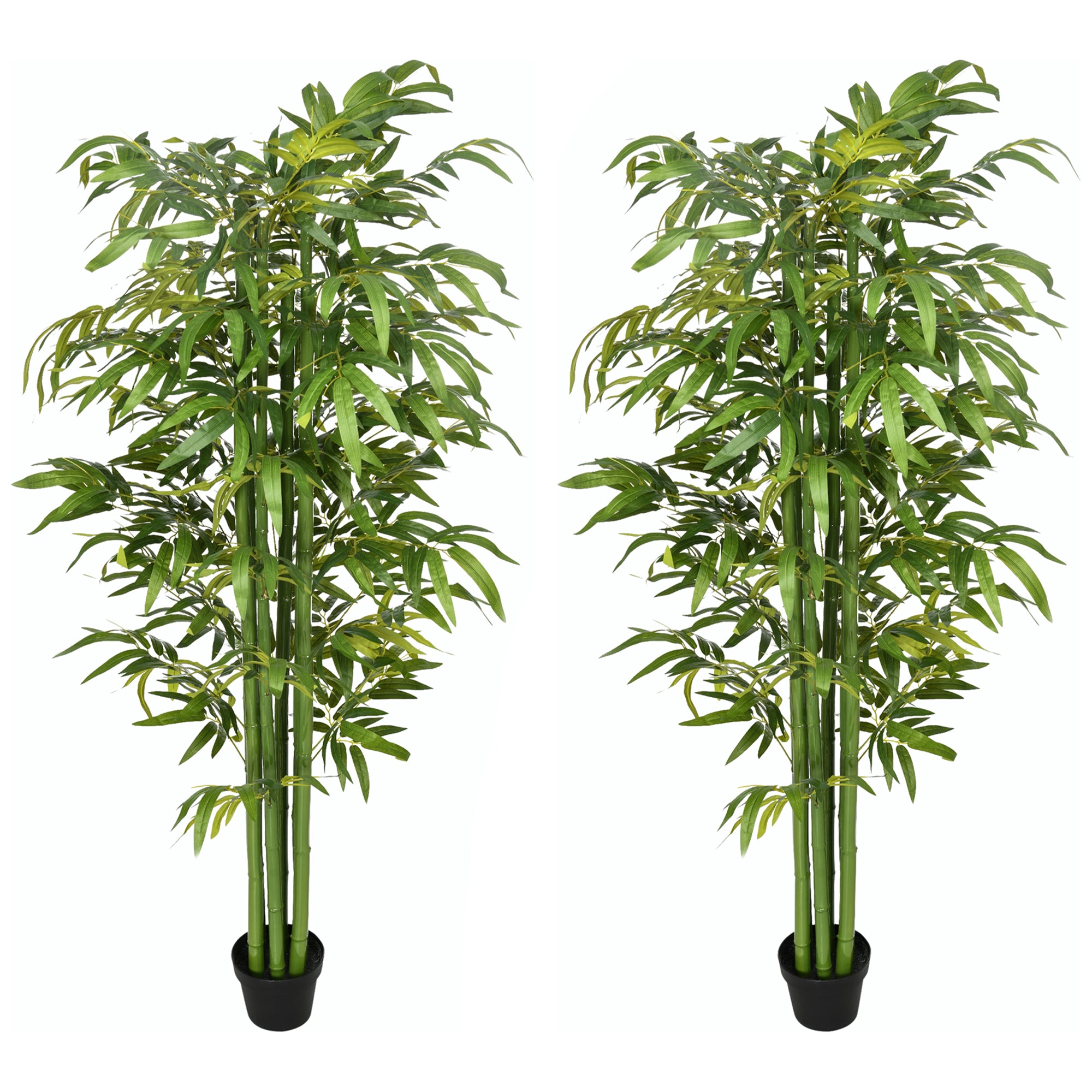 Set of 2 6 FT Artificial Tree Bamboo Tree Fake Plants in Pot for Home Office Living Room Decor, Green