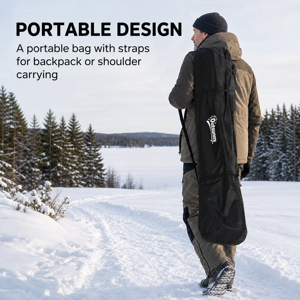 3-4 Person Insulated Ice Fishing Shelter, Pop up, with Oversized Doors, Windows, Vents and Carry Bag, for Low-Temp -22â„‰