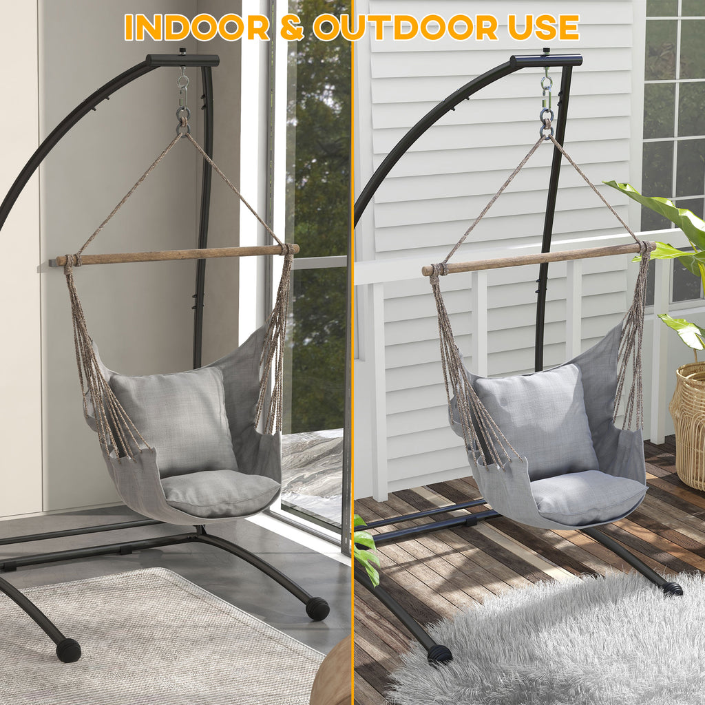 Hanging Hammock Chair Stand Only, C Shape Hanging Heavy Duty Metal Frame Swing Stand for Porch Swing Chair, Black