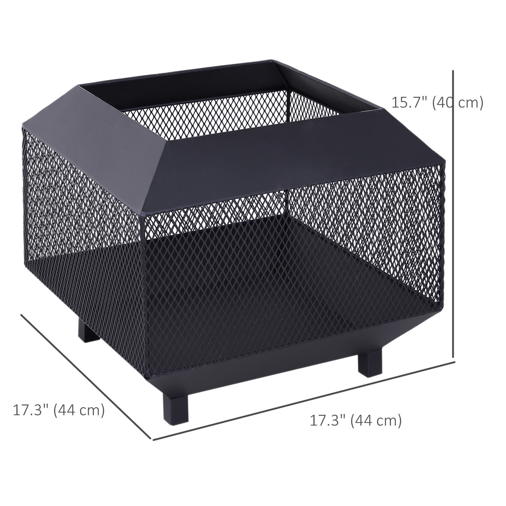 17" Outdoor Fire Pit with Fire Poker, Wood Burning Firepits, Portable Firepit for Patio Backyard Bonfire Camping, Black