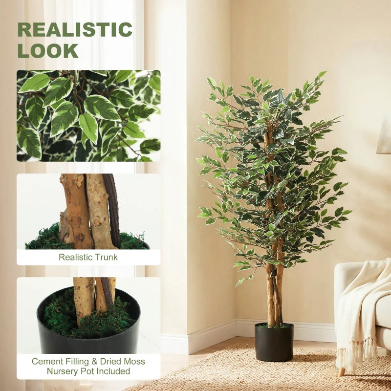 Artificial ficus plant with natural-looking leaves for indoor home decoration