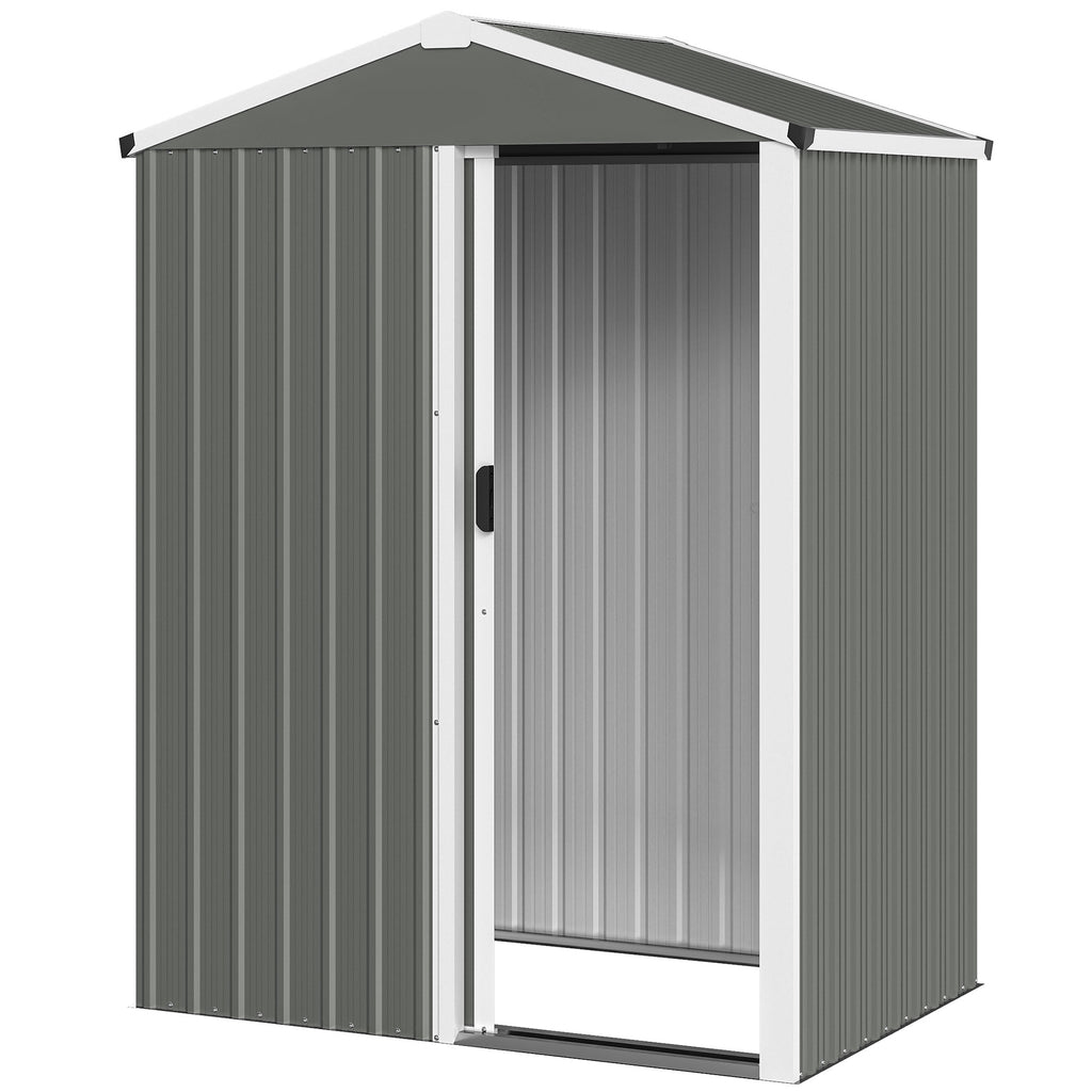 4.5 x 3ft Outdoor Storage Shed, Waterproof Metal Garden Shed with Lockable Door for Backyard, Patio, Lawn, Light Grey
