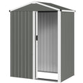 4.5 x 3ft Outdoor Storage Shed, Waterproof Metal Garden Shed with Lockable Door for Backyard, Patio, Lawn, Light Grey