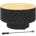 3-in-1 Fire Pit Î¦23.8" x 15.4" Outdoor Fire Bowl with Grill Grate, Wood-Effect Fire Basket